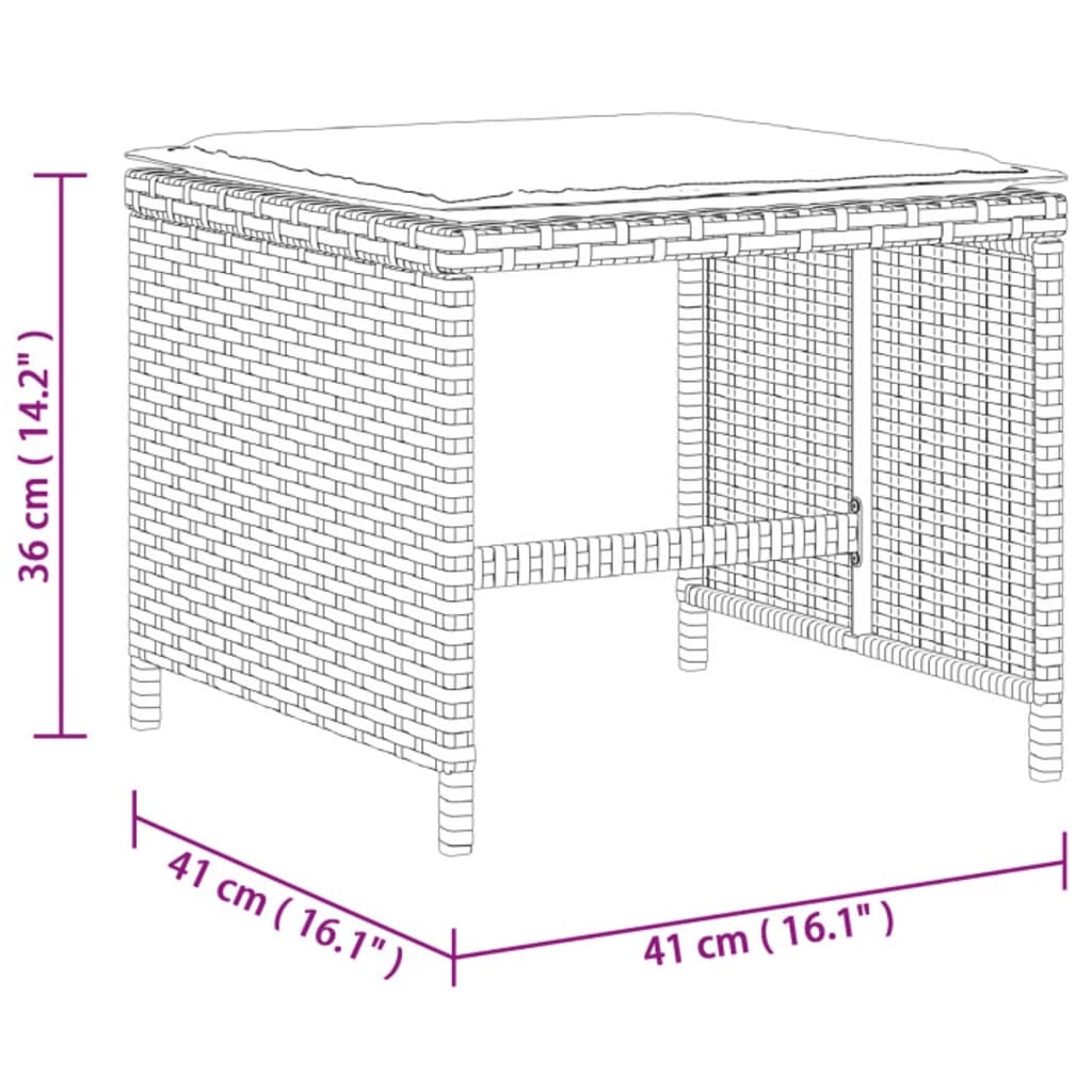 17-tlg. Garten-Essgruppe mit Kissen Braun Poly Rattan