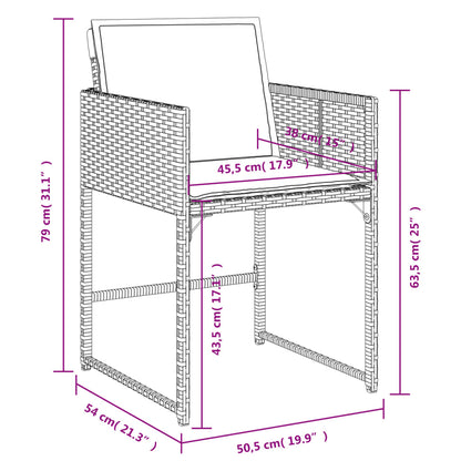 5-tlg. Garten-Essgruppe mit Kissen Schwarz Poly Rattan