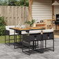 5-tlg. Garten-Essgruppe mit Kissen Schwarz Poly Rattan