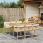 7-tlg. Garten-Essgruppe mit Kissen Beige Poly Rattan