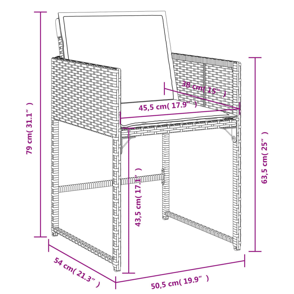 13-tlg. Garten-Essgruppe mit Kissen Schwarz Poly Rattan