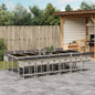 13-tlg. Garten-Essgruppe mit Kissen Hellgrau Poly Rattan