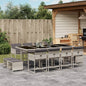 13-tlg. Garten-Essgruppe mit Kissen Hellgrau Poly Rattan