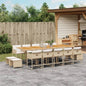 15-tlg. Garten-Essgruppe mit Kissen Beige Poly Rattan