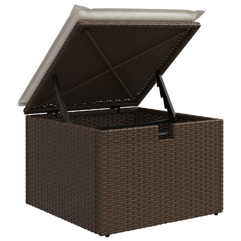 7-tlg. Garten-Sofagarnitur mit Kissen Braun Poly Rattan