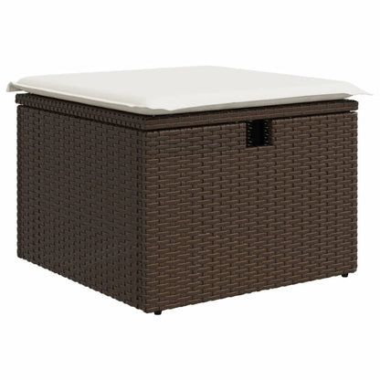 9-tlg. Garten-Sofagarnitur mit Kissen Braun Poly Rattan