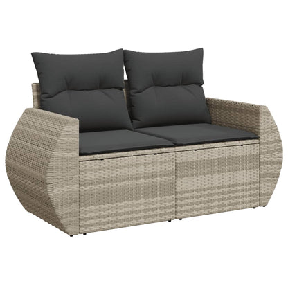 6-tlg. Garten-Sofagarnitur mit Kissen Hellgrau Poly Rattan