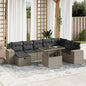 9-tlg. Garten-Sofagarnitur mit Kissen Hellgrau Poly Rattan