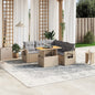 6-tlg. Garten-Sofagarnitur mit Kissen Beige Poly Rattan