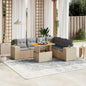 7-tlg. Garten-Sofagarnitur mit Kissen Beige Poly Rattan