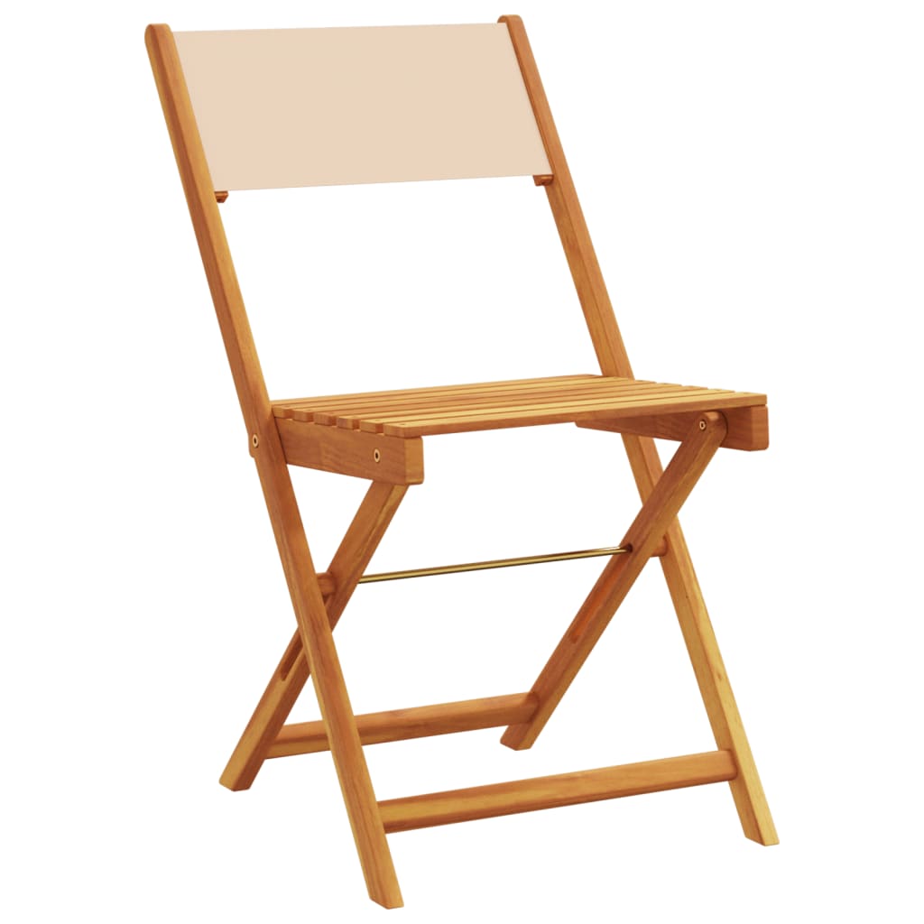 3-tlg. Bistro-Set Beige Stoff und Massivholz