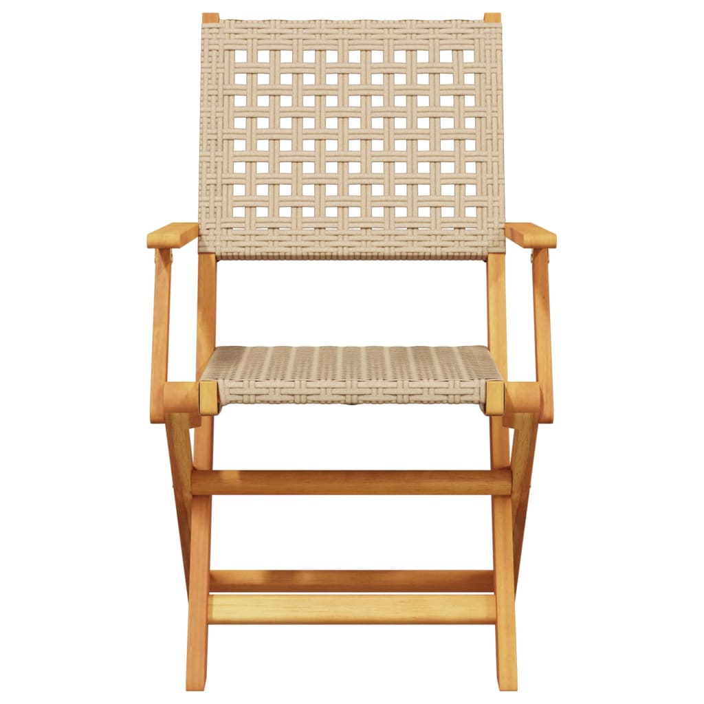 3-tlg. Bistro-Set Beige Poly Rattan und Massivholz