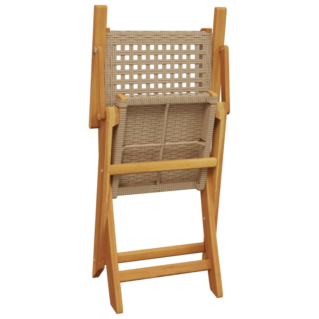 3-tlg. Bistro-Set Beige Poly Rattan und Massivholz