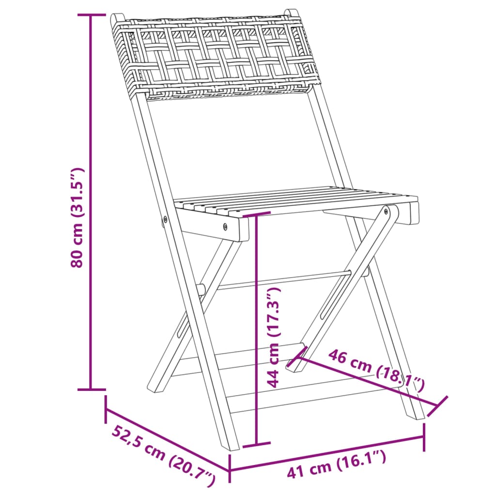 3-tlg. Bistro-Set Grau Poly Rattan und Massivholz