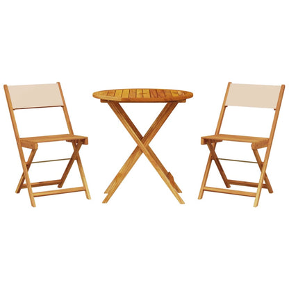 3-tlg. Bistro-Set Beige Stoff und Massivholz