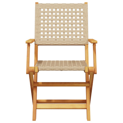 3-tlg. Bistro-Set Beige Poly Rattan und Massivholz