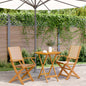 3-tlg. Bistro-Set Beige Stoff und Massivholz