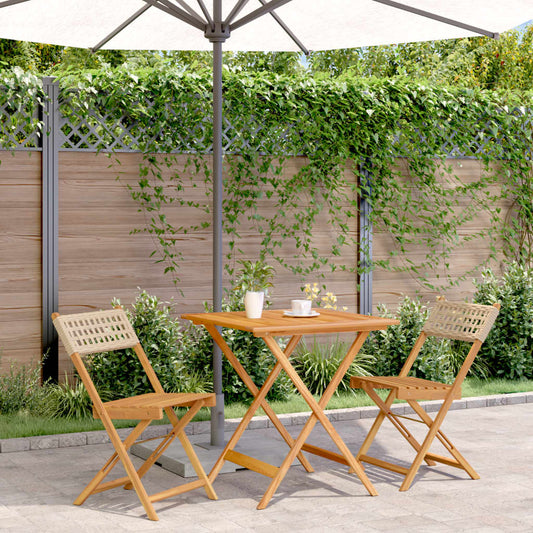 3-tlg. Bistro-Set Beige Poly Rattan und Massivholz