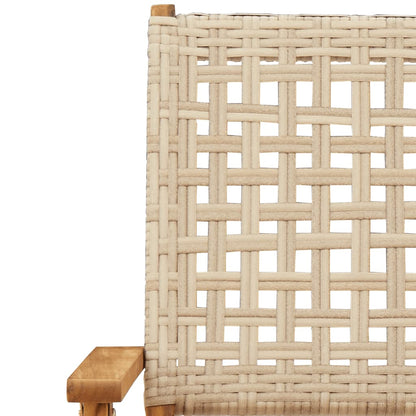 3-tlg. Bistro-Set Beige Poly Rattan und Massivholz