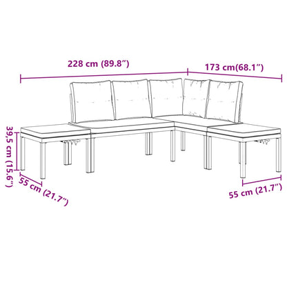 4-tlg. Garten-Sofagarnitur mit Kissen Schwarz Stahl