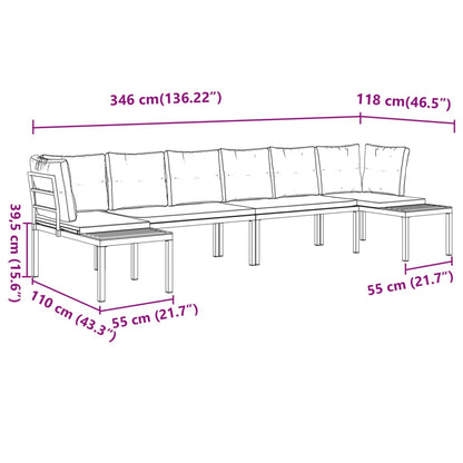 4-tlg. Garten-Sofagarnitur mit Kissen Schwarz Stahl