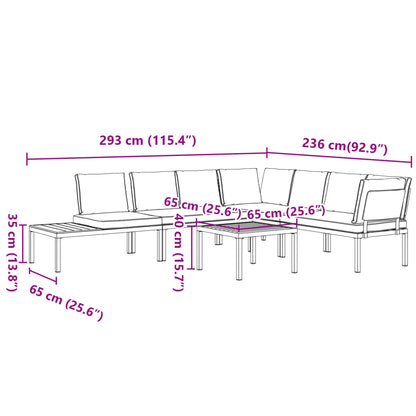 5-tlg. Garten-Sofagarnitur mit Kissen Schwarz Aluminium