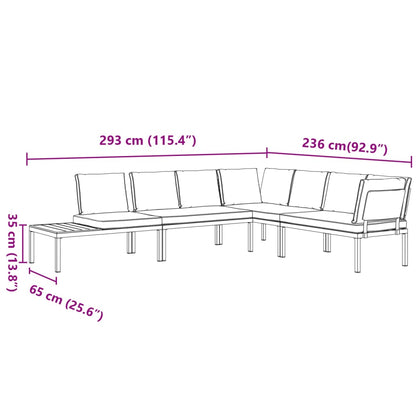 4-tlg. Garten-Sofagarnitur mit Kissen Schwarz Aluminium