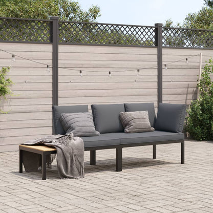 2-tlg. Garten-Sofagarnitur mit Kissen Schwarz Aluminium