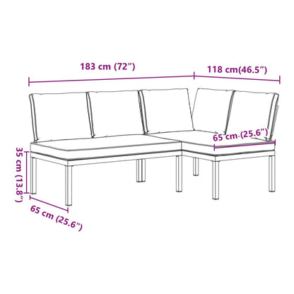 2-tlg. Garten-Sofagarnitur mit Kissen Schwarz Aluminium