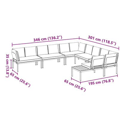 6-tlg. Garten-Sofagarnitur mit Kissen Schwarz Aluminium