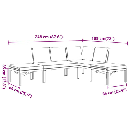 4-tlg. Garten-Sofagarnitur mit Kissen Schwarz Aluminium