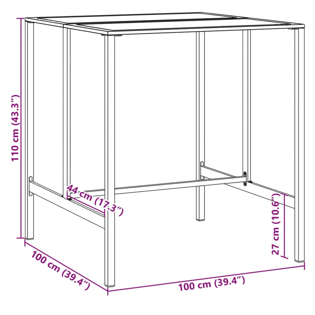 7-tlg. Gartenbar-Set Schwarz Pulverbeschichteter Stahl