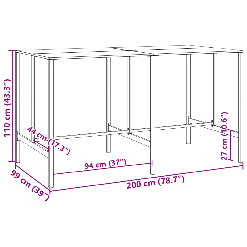 9-tlg. Gartenbar-Set Schwarz Pulverbeschichteter Stahl