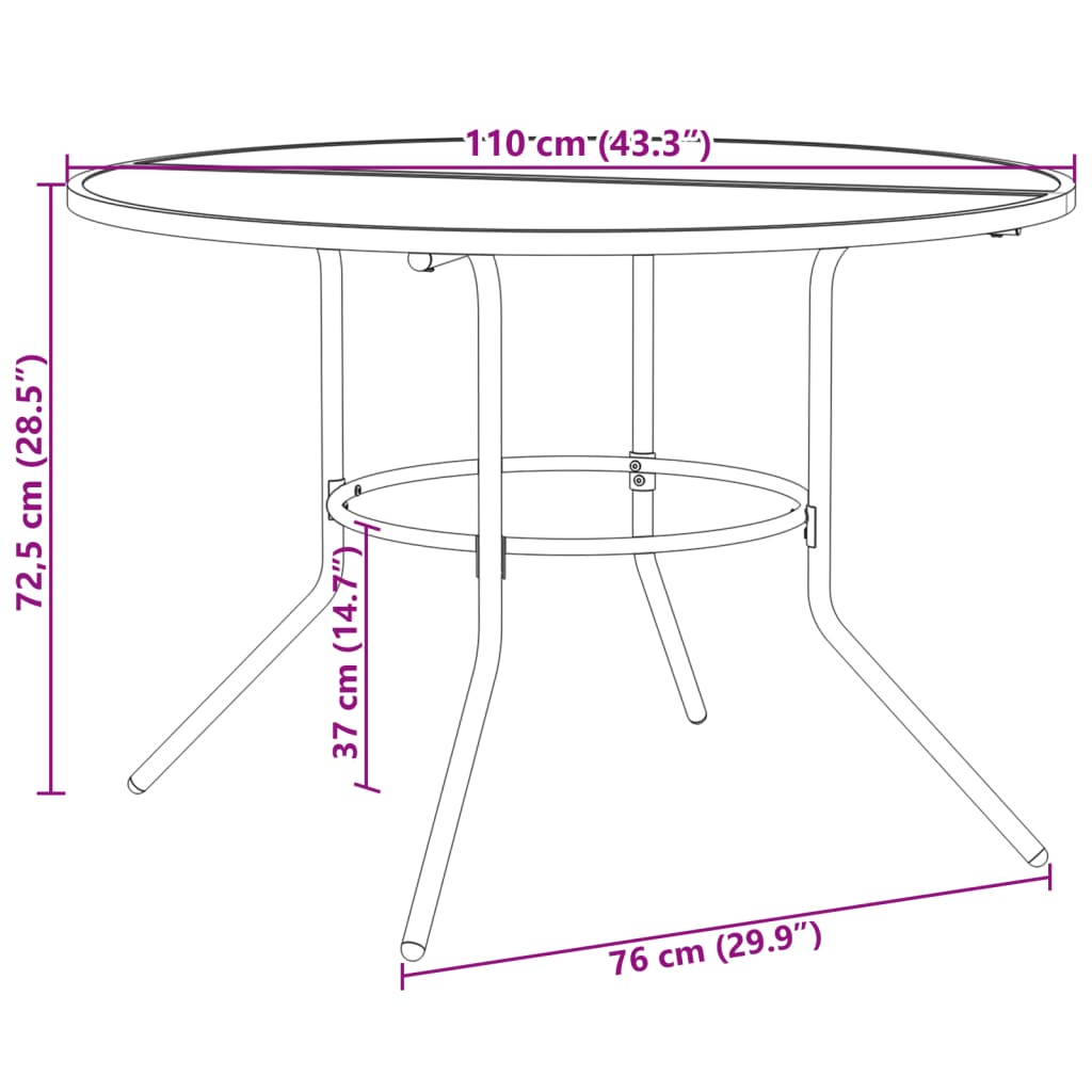 Gartenstuhl-Set 7-tlg. Stapelbar Pulverbeschichteter Stahl