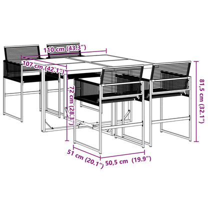 5-tlg. Garten-Essgruppe Schwarz Poly Rattan