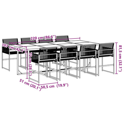 9-tlg. Garten-Essgruppe Schwarz Poly Rattan