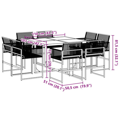 9-tlg. Garten-Essgruppe Schwarz Poly Rattan