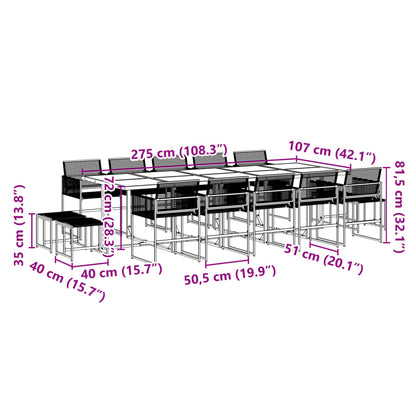 15-tlg. Garten-Essgruppe Schwarz Poly Rattan