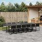 13-tlg. Garten-Essgruppe mit Kissen Schwarz Poly Rattan