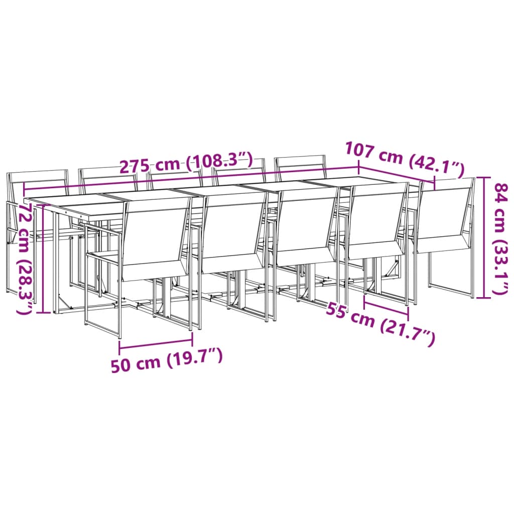 11-tlg. Garten-Essgruppe Schwarz Textilene