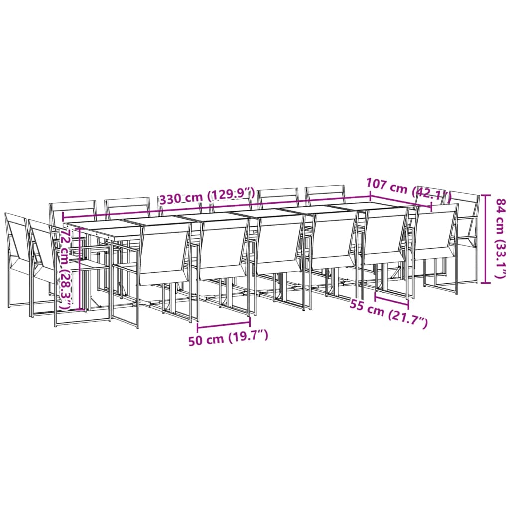 17-tlg. Garten-Essgruppe Schwarz Textilene