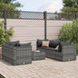 6-tlg. Garten-Lounge-Set mit Kissen Grau Poly Rattan