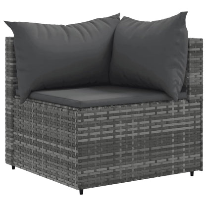 4-tlg. Garten-Lounge-Set mit Kissen Grau Poly Rattan