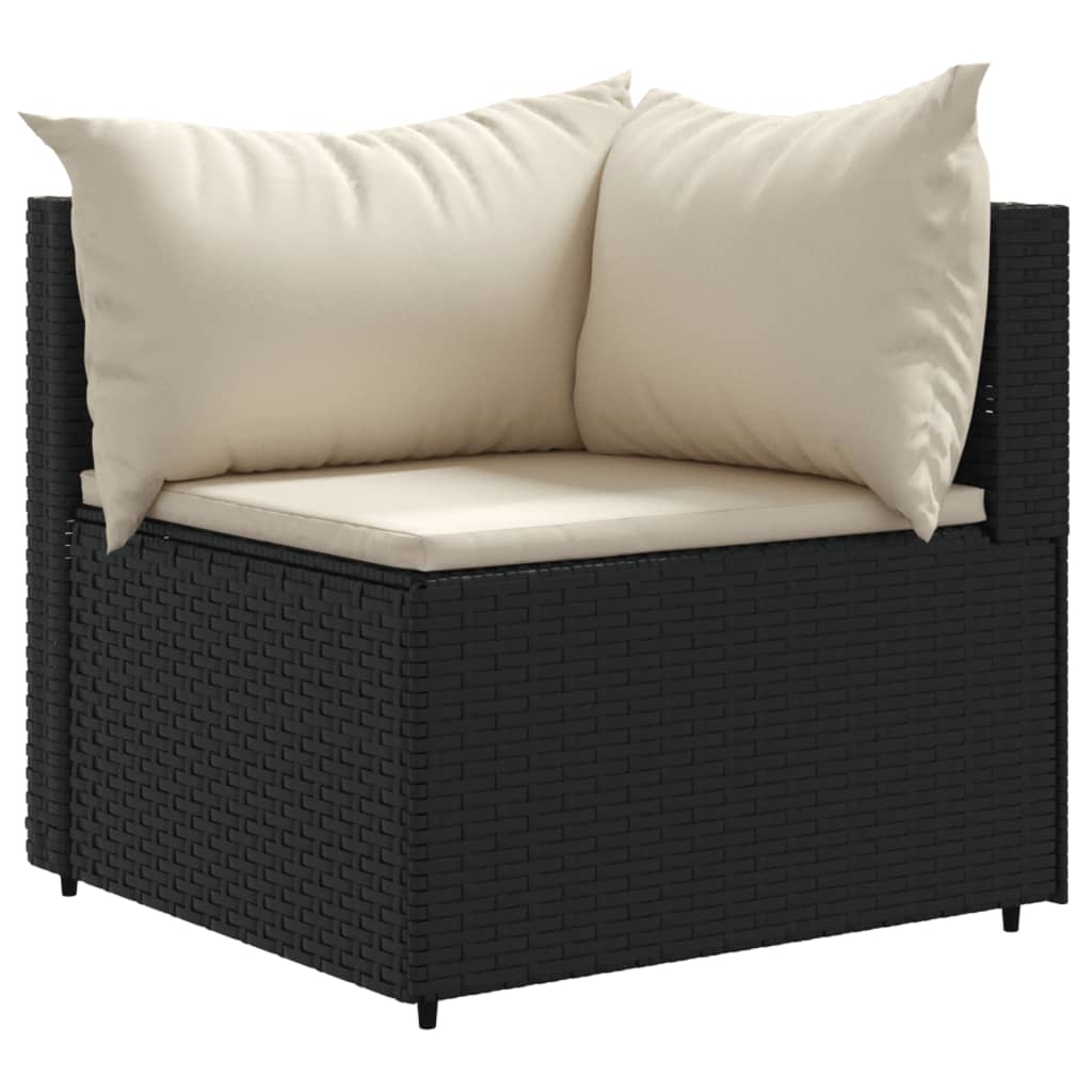 5-tlg. Garten-Lounge-Set mit Kissen Schwarz Poly Rattan