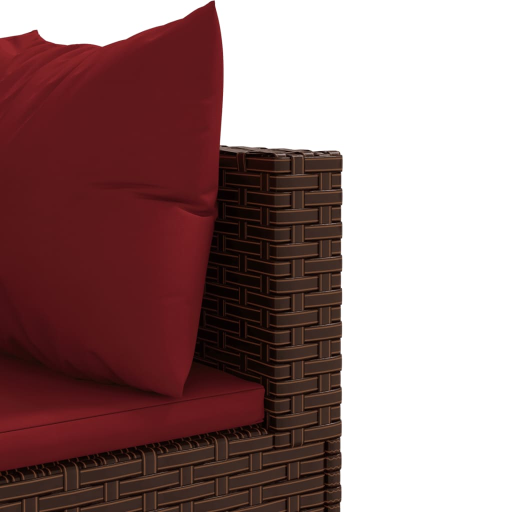 5-tlg. Garten-Lounge-Set mit Kissen Braun Poly Rattan