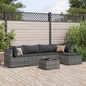 6-tlg. Garten-Lounge-Set mit Kissen Grau Poly Rattan