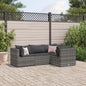 4-tlg. Garten-Lounge-Set mit Kissen Grau Poly Rattan