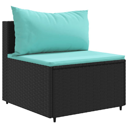 5-tlg. Garten-Lounge-Set mit Kissen Schwarz Poly Rattan