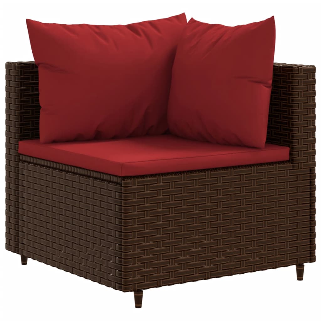 5-tlg. Garten-Lounge-Set mit Kissen Braun Poly Rattan