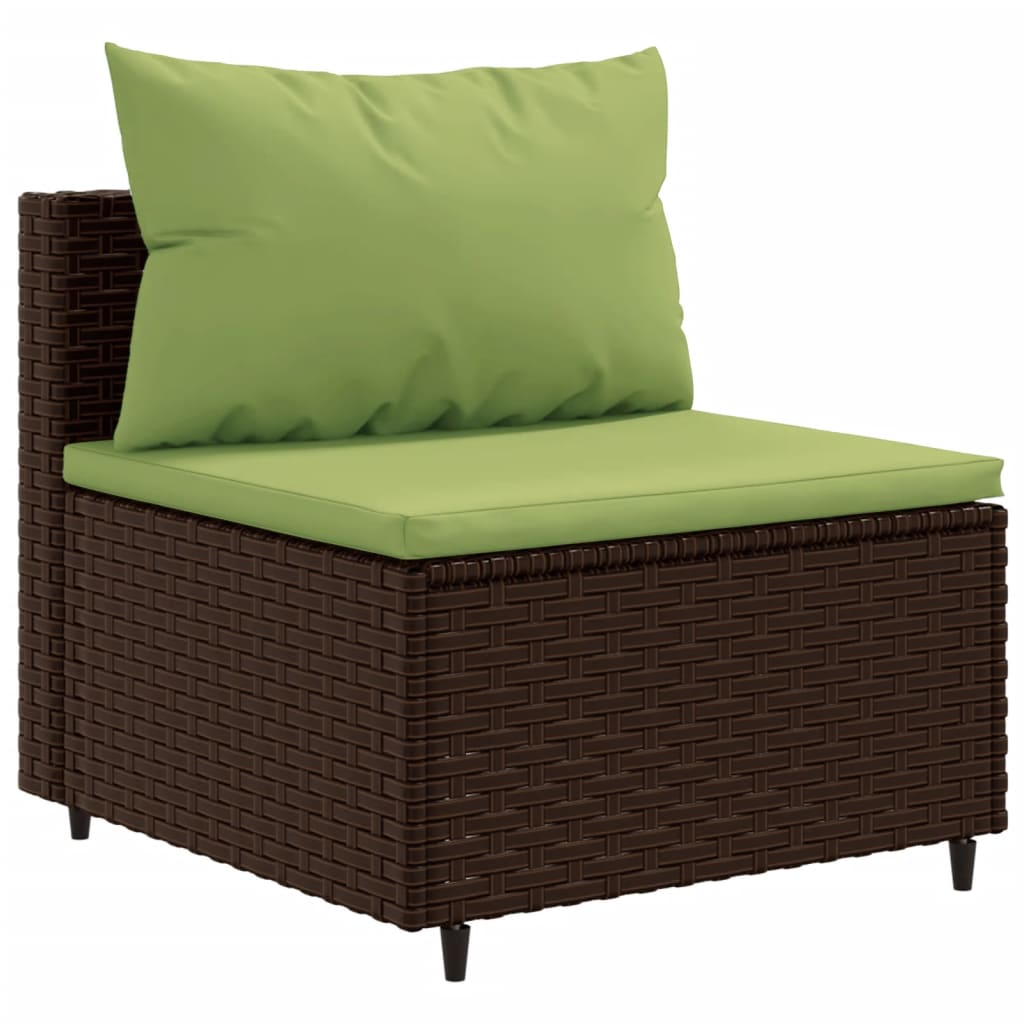 5-tlg. Garten-Lounge-Set mit Kissen Braun Poly Rattan